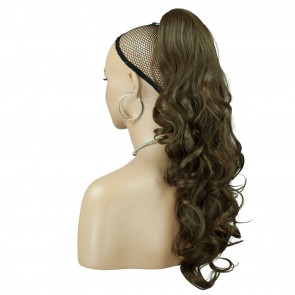 22 Inch Ponytail Wavy Claw Clip - Ash Brown