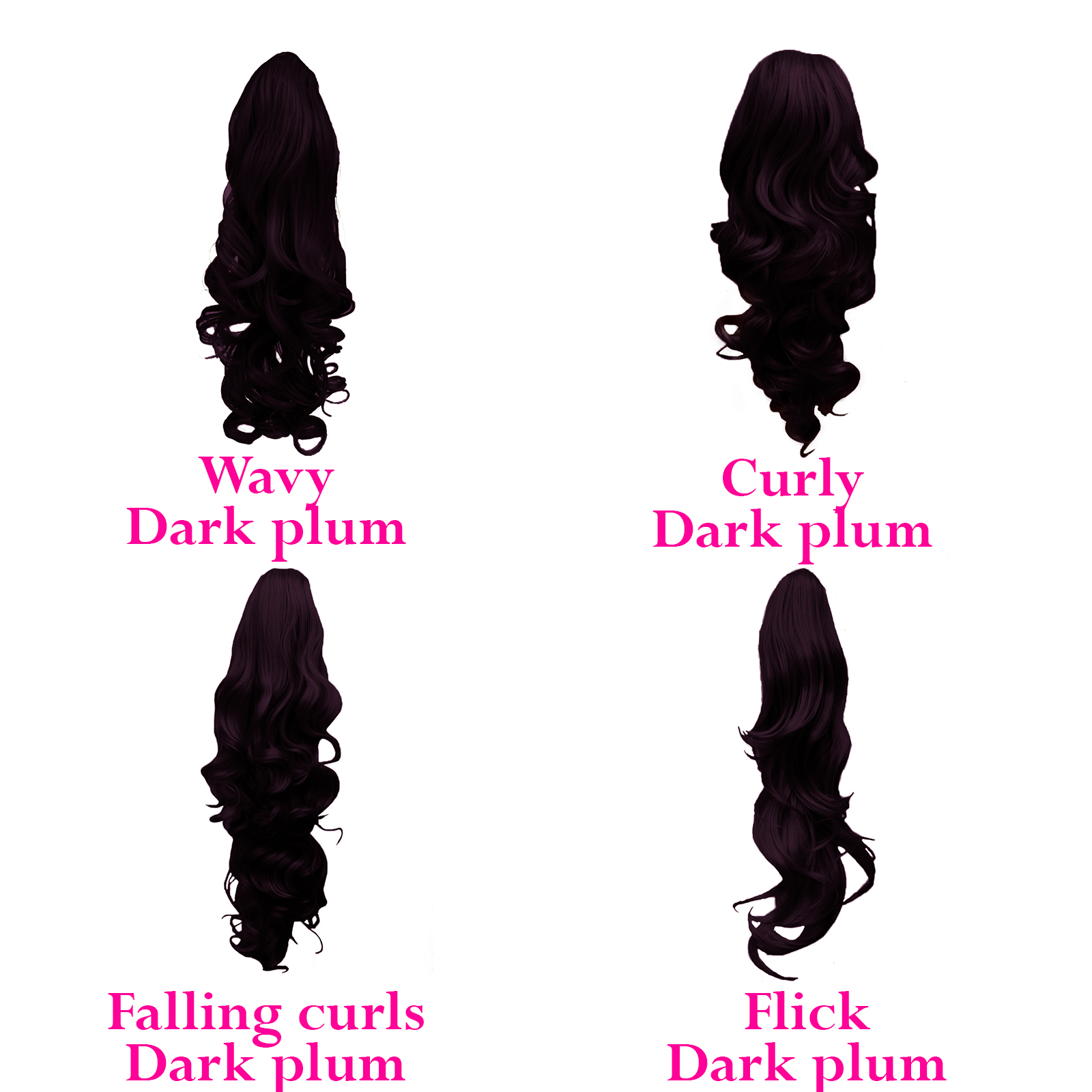 Ponytail Clip In Hair Extensions Dark Plum 99j 1 Reversible 4