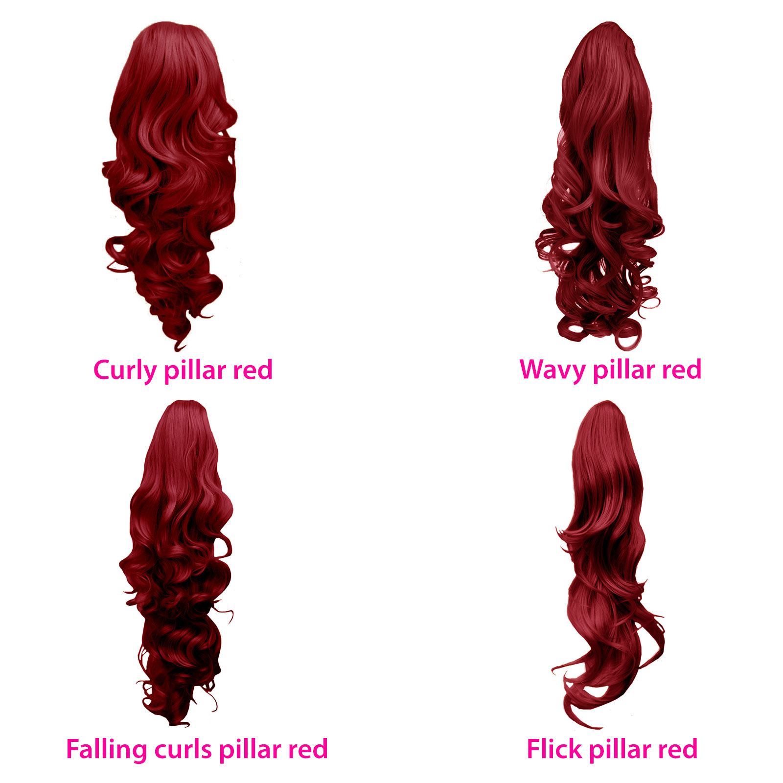 PONYTAIL Hairpiece Clip In Hair Extensions Pillar Red REVERSIBLE 4